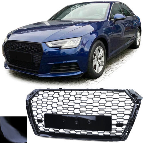 Griglia sportiva a nido d'ape senza emblema nero lucido per Audi A4 B9 8W 15-19