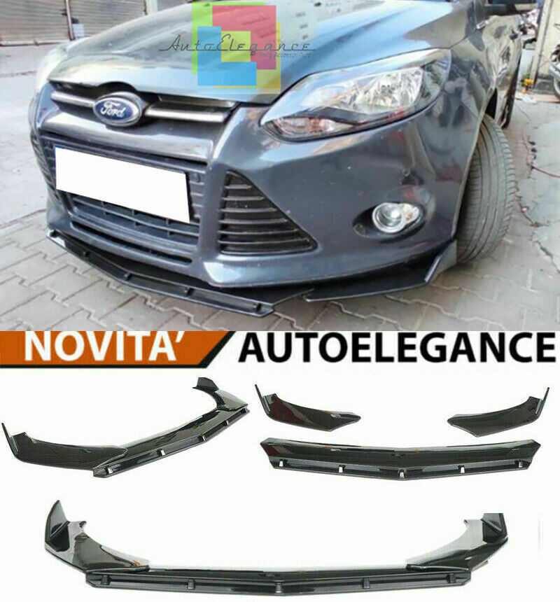 FORD FOCUS III MK3 FRONT BUMPER SPLITTER GLOSS BLACK RS LOOK
