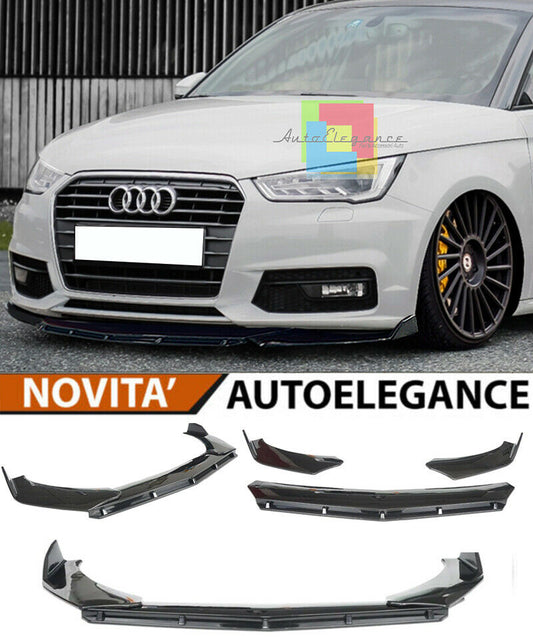 0142 AUDI A1 SPORTBACK 3 PORTE SPLITTER PARAURTI ANTERIORE NERO LUCIDO LOOK RS AUTOELEGANCERICAMBI