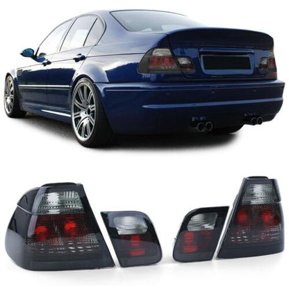 Crystal Black Smoke Clear Glass Rear Lights Fit For BMW E46 Sedan 98-01