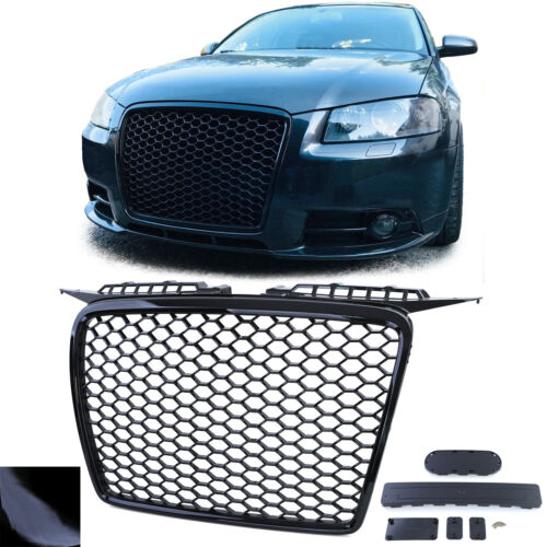 Gloss Black Honeycomb Grille Sports Radiator Grille Suitable for Audi A3 8P 05-08