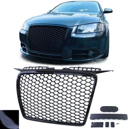Gloss Black Honeycomb Grille Sports Radiator Grille Suitable for Audi A3 8P 05-08