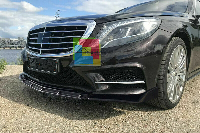 0242 MERCEDES CLASSE S W222 SPLITTER PARAURTI ANTERIORE NERO LUCIDO LOOK RS AUTOELEGANCERICAMBI