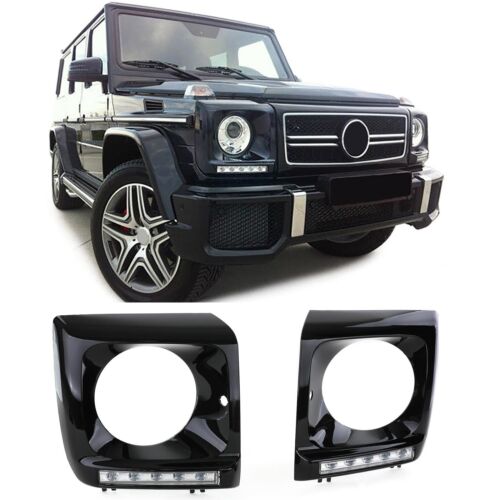 Coprifaro nero lucido con luci di marcia diurna a LED per Mercedes G W463 AUTOELEGANCERICAMBI