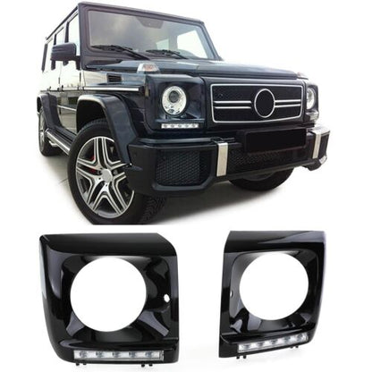 Coprifaro nero lucido con luci di marcia diurna a LED per Mercedes G W463 AUTOELEGANCERICAMBI