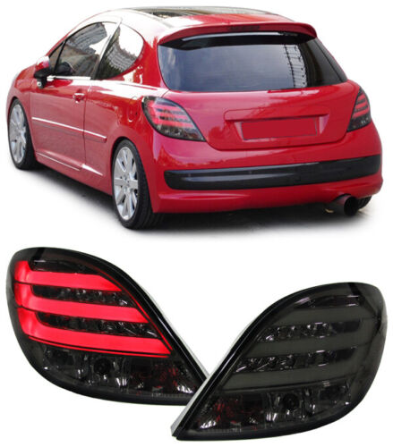 LED Rear Lights Lightbar Clear Glass Black for Peugeot 207 from 06