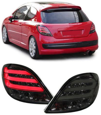 LED Rear Lights Lightbar Clear Glass Black for Peugeot 207 from 06