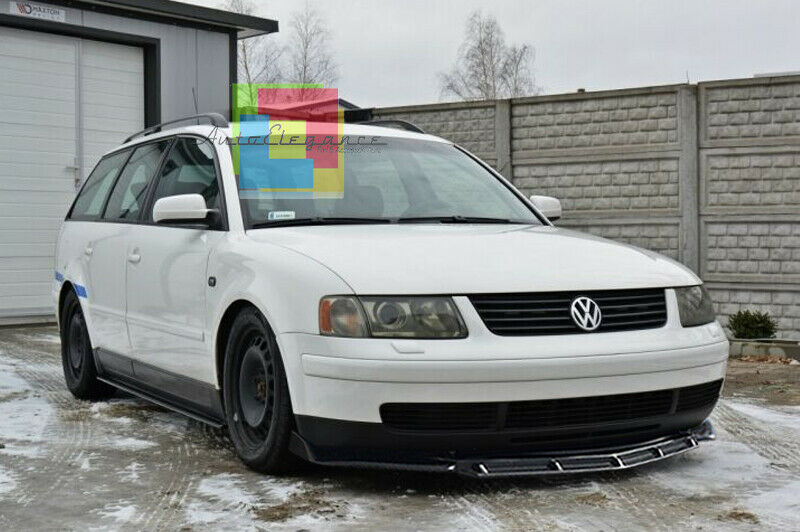 0261 VW PASSAT B5 3B SPLITTER PARAURTI ANTERIORE NERO LUCIDO LOOK RS AUTOELEGANCERICAMBI