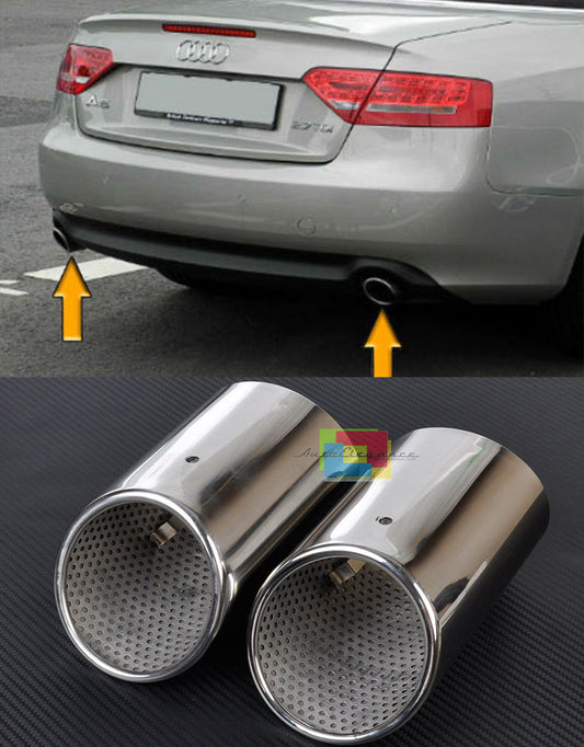 AUDI A5 CABRIO 2008-2016 COPPIA TERMINALI DI SCARICO CROMATI ACCIAIO INOX SLINE AUTOELEGANCERICAMBI