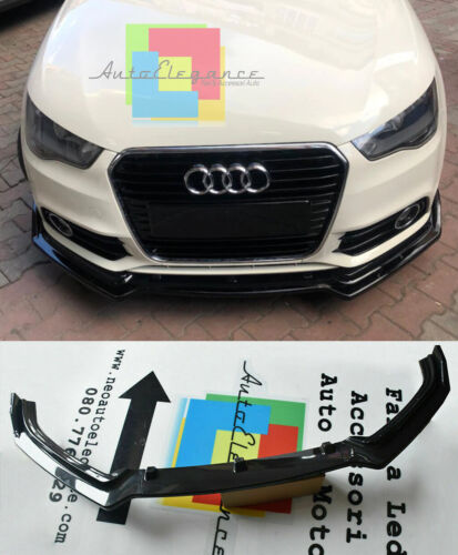 AUDI A1 2010-2015 LAMA SOTTO PARAURTI ANTERIORE ABS LOOK SPORTIVO NERO SPLITTER AUTOELEGANCERICAMBI