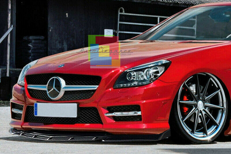 0267 MERCEDES SLK R172 SPLITTER PARAURTI ANTERIORE NERO LUCIDO LOOK RS AUTOELEGANCERICAMBI