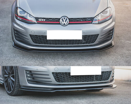 LIP SPOILER UNDER FRONT BUMPER VW GOLF 7 GTI ABS GLOSSY BLACK SPLITTER .-