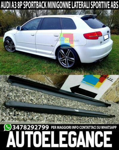 SIDE SKIRTS AUDI A3 8P 2005-2012 SPORTBACK LOOK SLINE UNDER DOOR ABS 