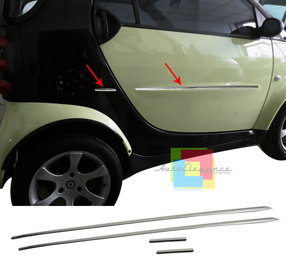 MODANATURE ADESIVE PER SMART 450 FORTWO CORNICI CROMATE ACCIAIO INOX .