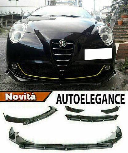 0220 ALFA ROMEO MITO SPLITTER PARAURTI ANTERIORE NERO LUCIDO LOOK RS AUTOELEGANCERICAMBI