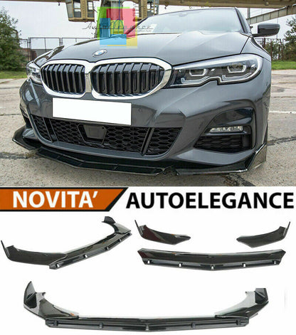 0178 BMW SERIE 3 G20 G21 SPLITTER PARAURTI ANTERIORE NERO LUCIDO LOOK RS AUTOELEGANCERICAMBI