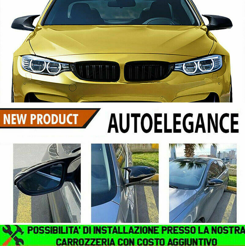 0061 SPECCHI NERO LUCIDO BMW SERIE 4 F32 F33 F36 CALOTTE SPECCHIETTI ADESIVE ABS AUTOELEGANCERICAMBI