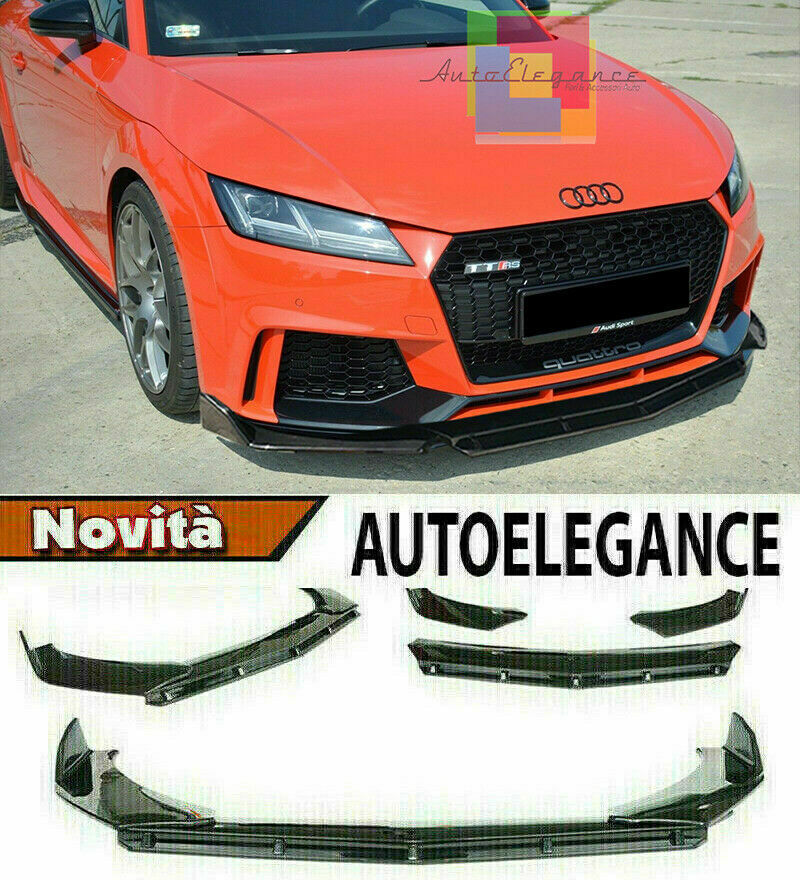 0217 AUDI TT FV 2015+ SPLITTER PARAURTI ANTERIORE NERO LUCIDO LOOK RS AUTOELEGANCERICAMBI