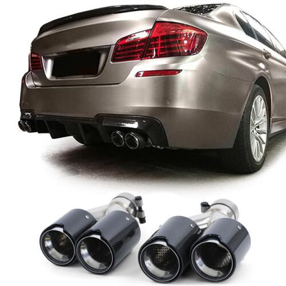 Carbon Fiber 4 Pipe Duplex Exhaust Tips Fit For BMW 5er F10 F11 535i 535d