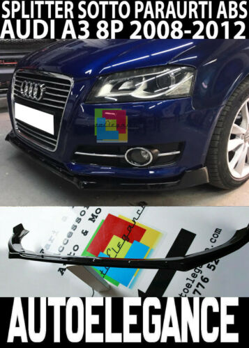 UNDER FRONT BUMPER AUDI A3 8P 08-12 SPOILER ABS SPLITTER BLACK LIP .-