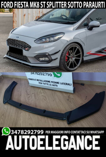 FRONT BUMPER SPOILER BLADE FORD FIESTA MK8 VII ST 2018+ BLACK SPLITTER 