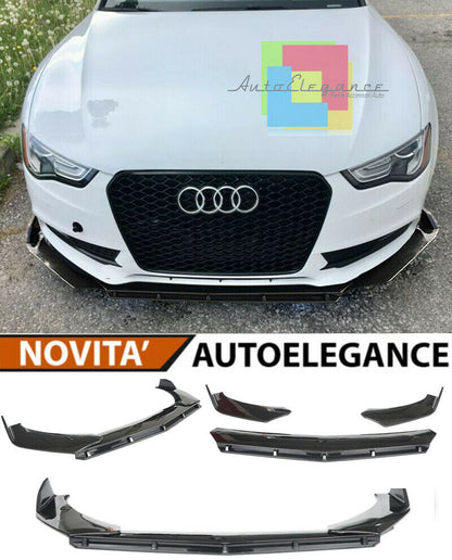 0227 AUDI A5 FACELIFT 2012-2015 SPLITTER PARAURTI ANTERIORE NERO LUCIDO LOOK RS AUTOELEGANCERICAMBI