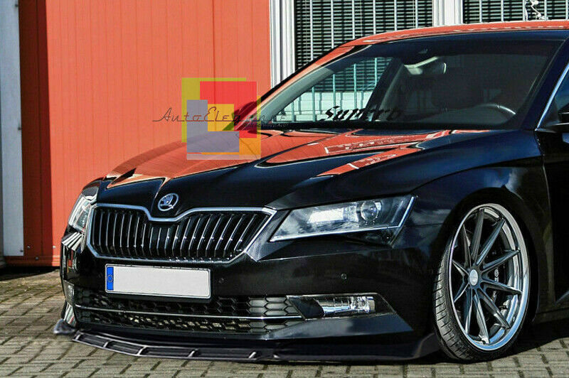 0255 SKODA SUPERB III MK3 SPLITTER PARAURTI ANTERIORE NERO LUCIDO LOOK RS AUTOELEGANCERICAMBI