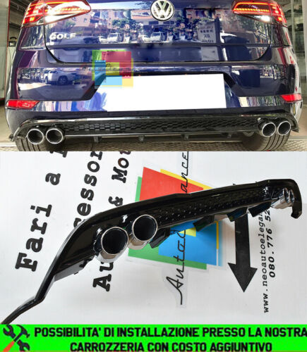 VW GOLF 7.5 2017- REAR DIFFUSER UNDER BUMPER FOUR TIP ABS BLACK