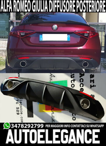 UNDER BUMPER ALFA ROMEO GIULIA REAR DIFFUSER WITH SINGLE TIP ABS 