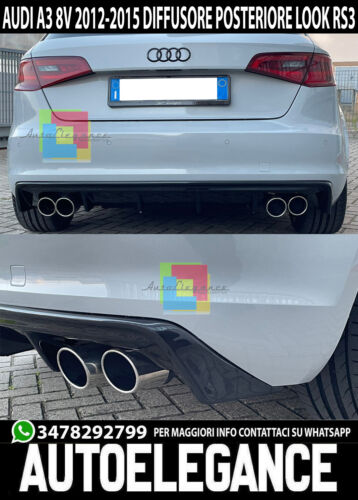 AUDI A3 8V SPORTBACK 2012-2015 SOTTO PARAURTI DIFFUSORE RS3 ABS QUATTRO USCITE AUTOELEGANCERICAMBI