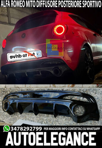 DIFFUSER FOR ALFA ROMEO MITO UNDER REAR BUMPER DAM GLOSSY BLACK SPORT