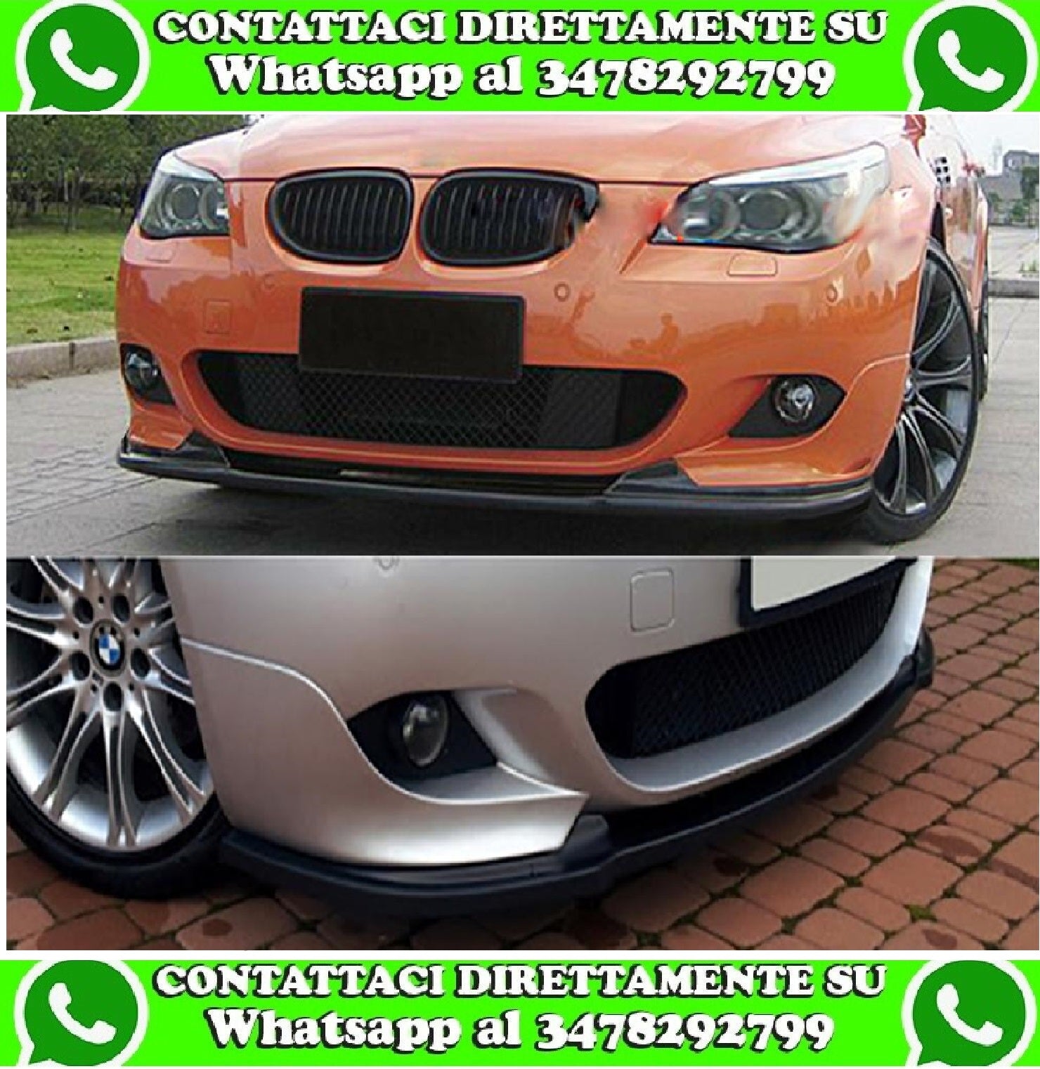 BMW SERIE 5 E60 E61 SOTTO PARAURTI SPLITTER ANTERIORE ABS NERO PER MTECH AUTOELEGANCERICAMBI