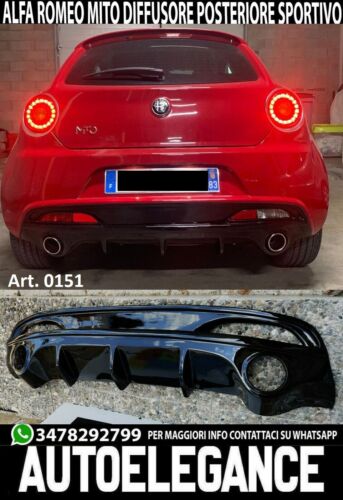 DIFFUSORE ALFA ROMEO MITO 2008+ SOTTO PARAURTI POSTERIORE DAM NERO LUCIDO .-