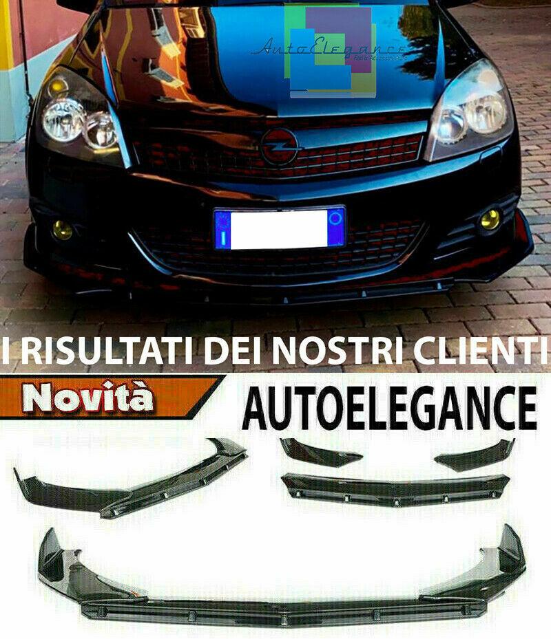 0221 OPEL ASTRA H SPLITTER PARAURTI ANTERIORE NERO LUCIDO LOOK RS AUTOELEGANCERICAMBI