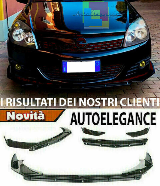 0221 OPEL ASTRA H SPLITTER PARAURTI ANTERIORE NERO LUCIDO LOOK RS AUTOELEGANCERICAMBI