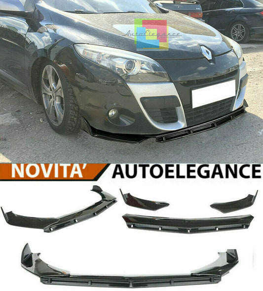 0101 RENAULT MEGANE III SPLITTER PARAURTI ANTERIORE NERO LUCIDO LOOK RS AUTOELEGANCERICAMBI