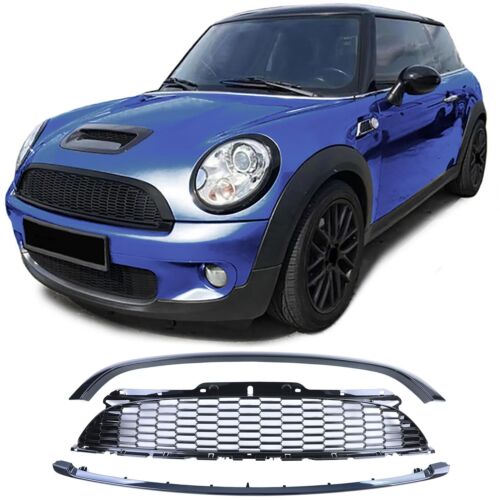 Gloss Black Sport Radiator Grille 3 Piece Set for Mini Cooper R56 Cabrio R57 06-09