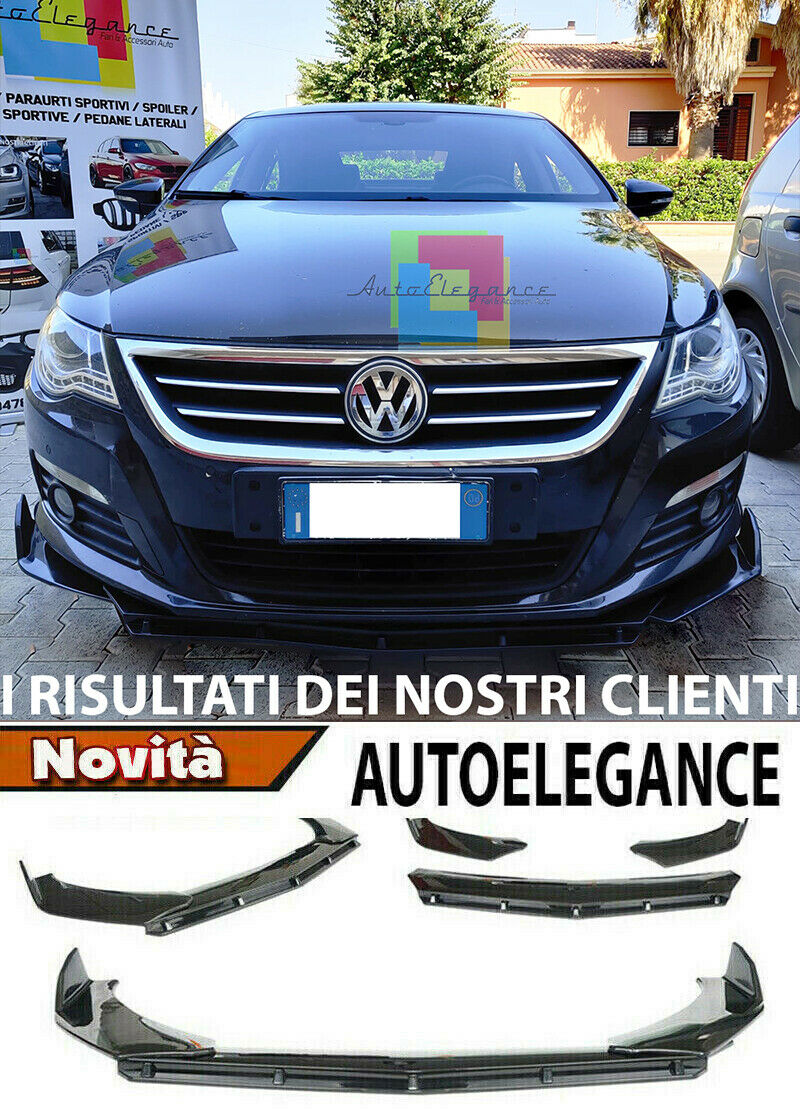 0231 VW PASSAT CC SPLITTER PARAURTI ANTERIORE NERO LUCIDO LOOK RS AUTOELEGANCERICAMBI