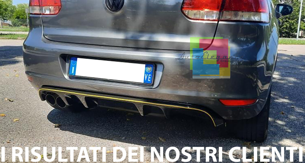 SOTTO PARAURTI POSTERIORE VW GOLF 6 VI 08-12 DIFFUSORE DOPPIO ABS NERO LUCIDO