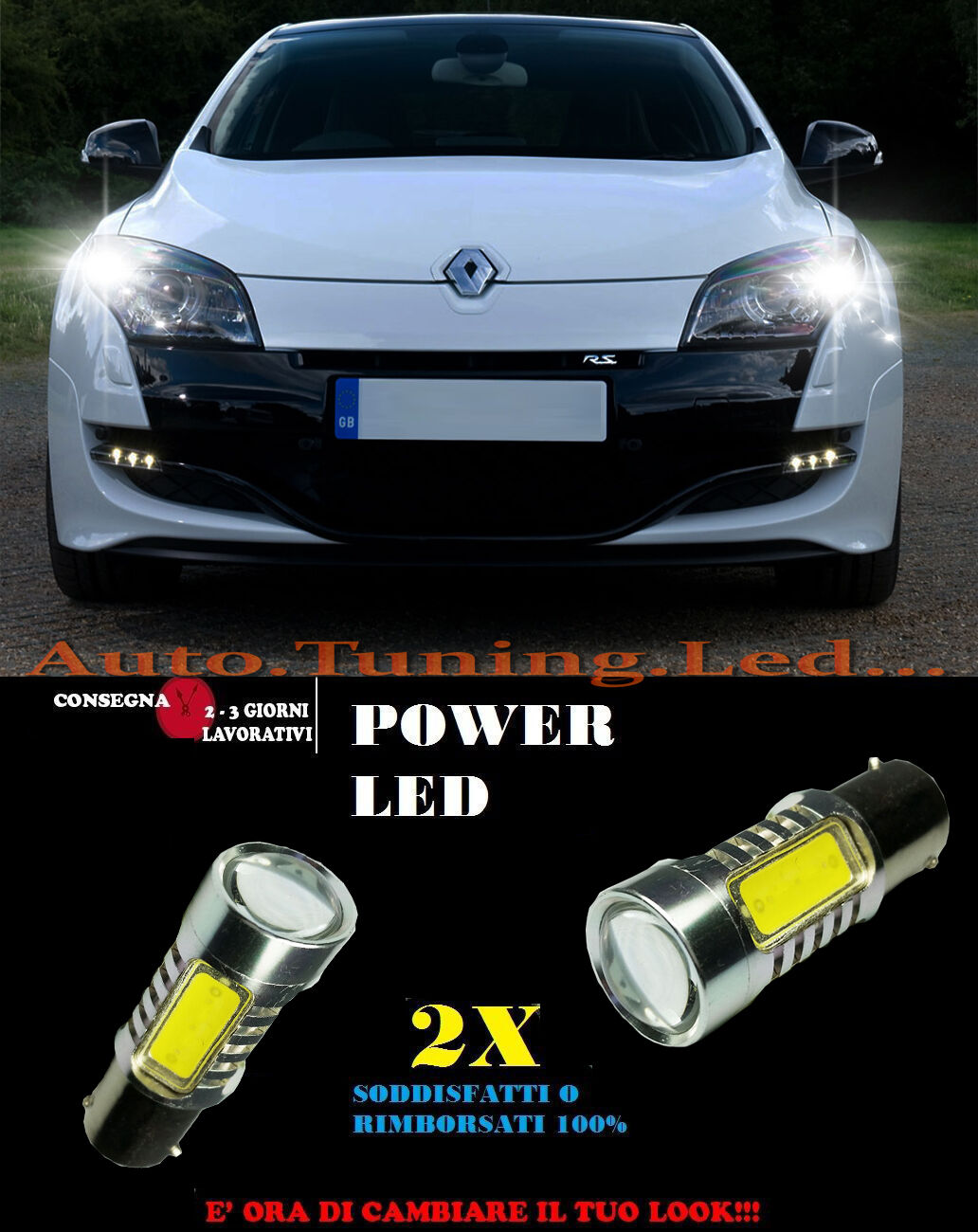RENAULT MEGANE 3 PAIR OF LED DAYTIME LIGHTS 6000K P21W BA15 NO ERROR