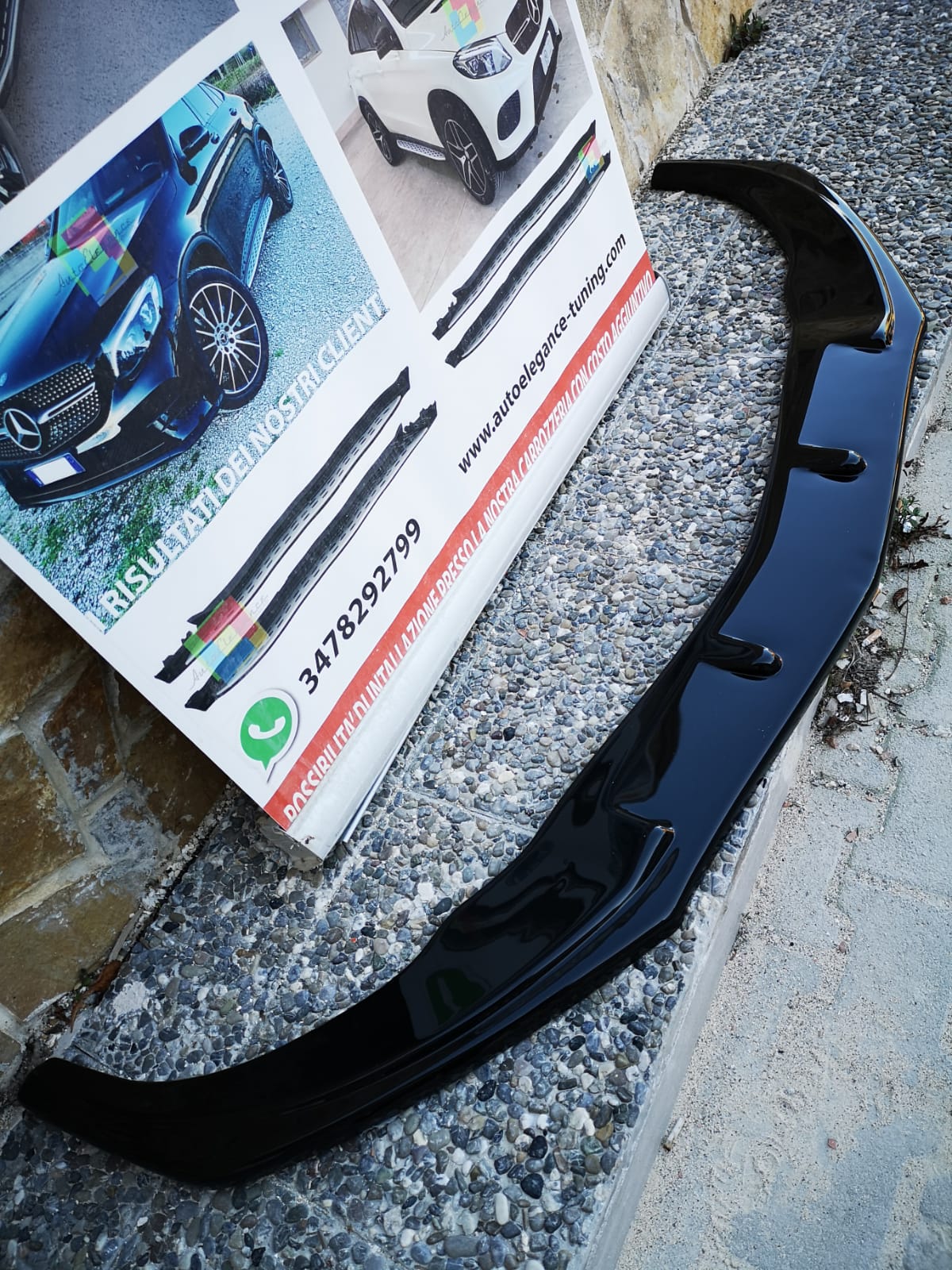 SPLITTER MERCEDES CLA W117 13-16 AMG UNDER FRONT BUMPER GLOSSY BLACK