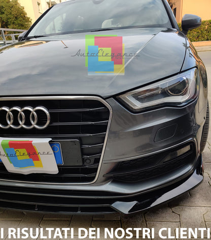 AUDI A3 8V 12-16 SLINE BUMPER SPLITTER ABS GLOSSY BLACK RS3 SPOILER