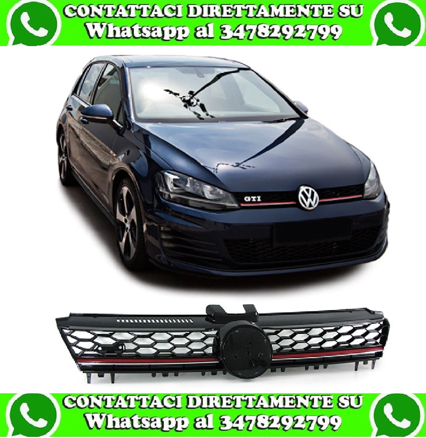 GRIGLIA ANTERIORE A NIDO D'APE SPORTIVA PER VW GOLF 7 VII DAL 2012+