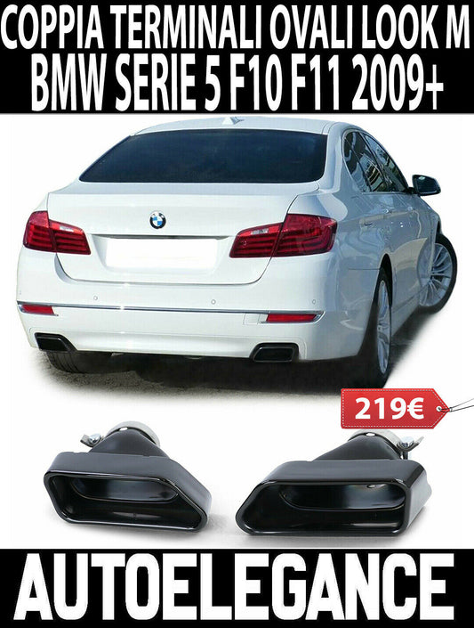 BMW SERIE 5 F10 F11 2009+ TERMINALI DI SCARICO IN ACCIAIO INOX NERI 550i V8 AUTOELEGANCERICAMBI