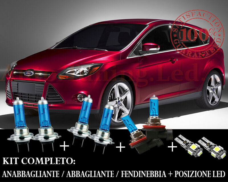 FORD FOCUS MK3 2011+ SET COMPLETO LAMPADE BLU XENON + POSIZIONE A LED