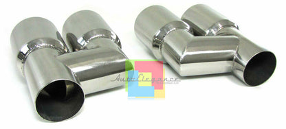 AUDI A4 B8 8K 2007-2015 COPPIA TERMINALI DOPPIO SCARICO ACCIAIO INOX AUTOELEGANCERICAMBI
