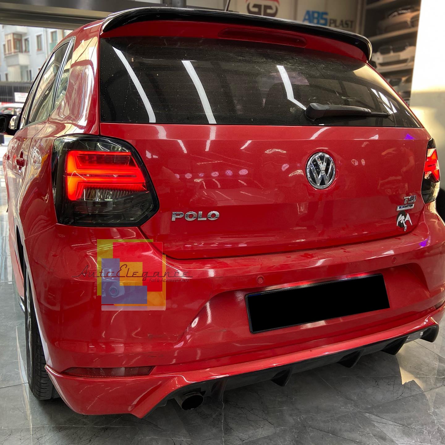 VW POLO 6R SOTTO PARAURTI LOOK DIFFUSORE POSTERIORE R ABS 0045