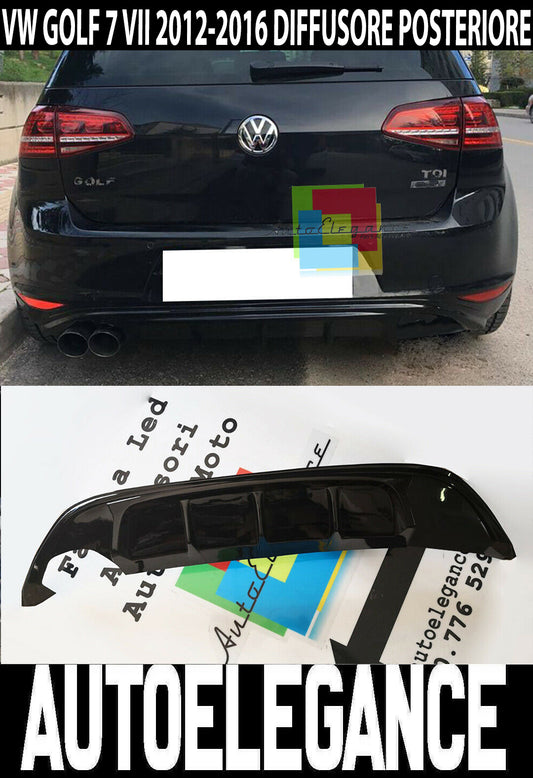 VW GOLF 7 VII 2012-2016 REAR BUMPER DIFFUSER IN ABS TUNING DOUBLE LEFT