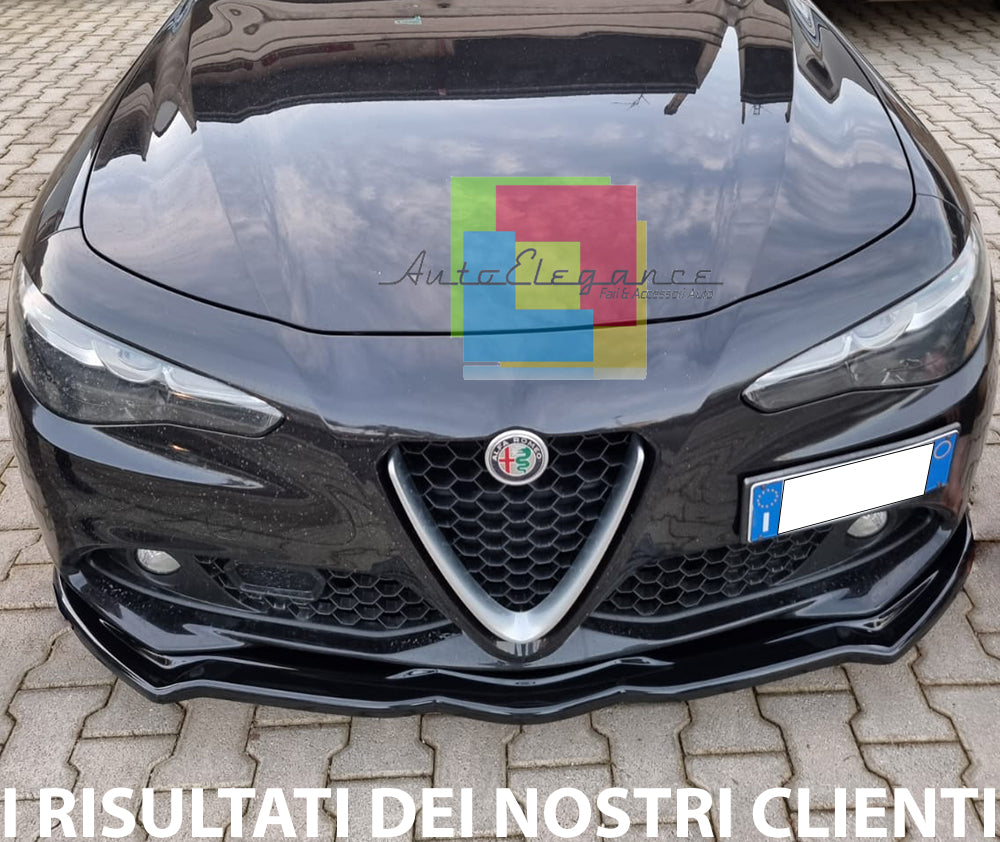 SPLITTER FOR ALFA ROMEO GIULIA BLADE UNDER FRONT BUMPER GLOSSY BLACK 0078