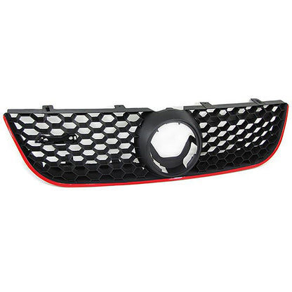 VW POLO 9N3 2005-2009 BLACK FRONT GRILLE RED PROFILE GTI LOOK